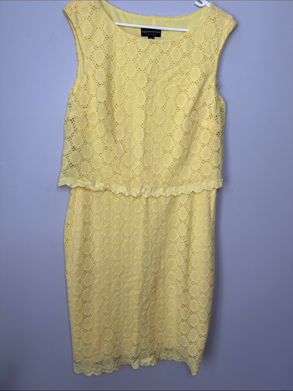 Connected Apparel Yellow Lace Sleeveless Dress size 10 NWT